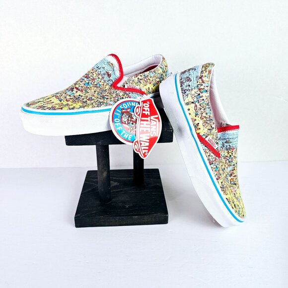 Vans Where's Waldo? Limited Edition Slip-on Shoes, W5.5, M4, K4, NWT - Picture 2 of 8